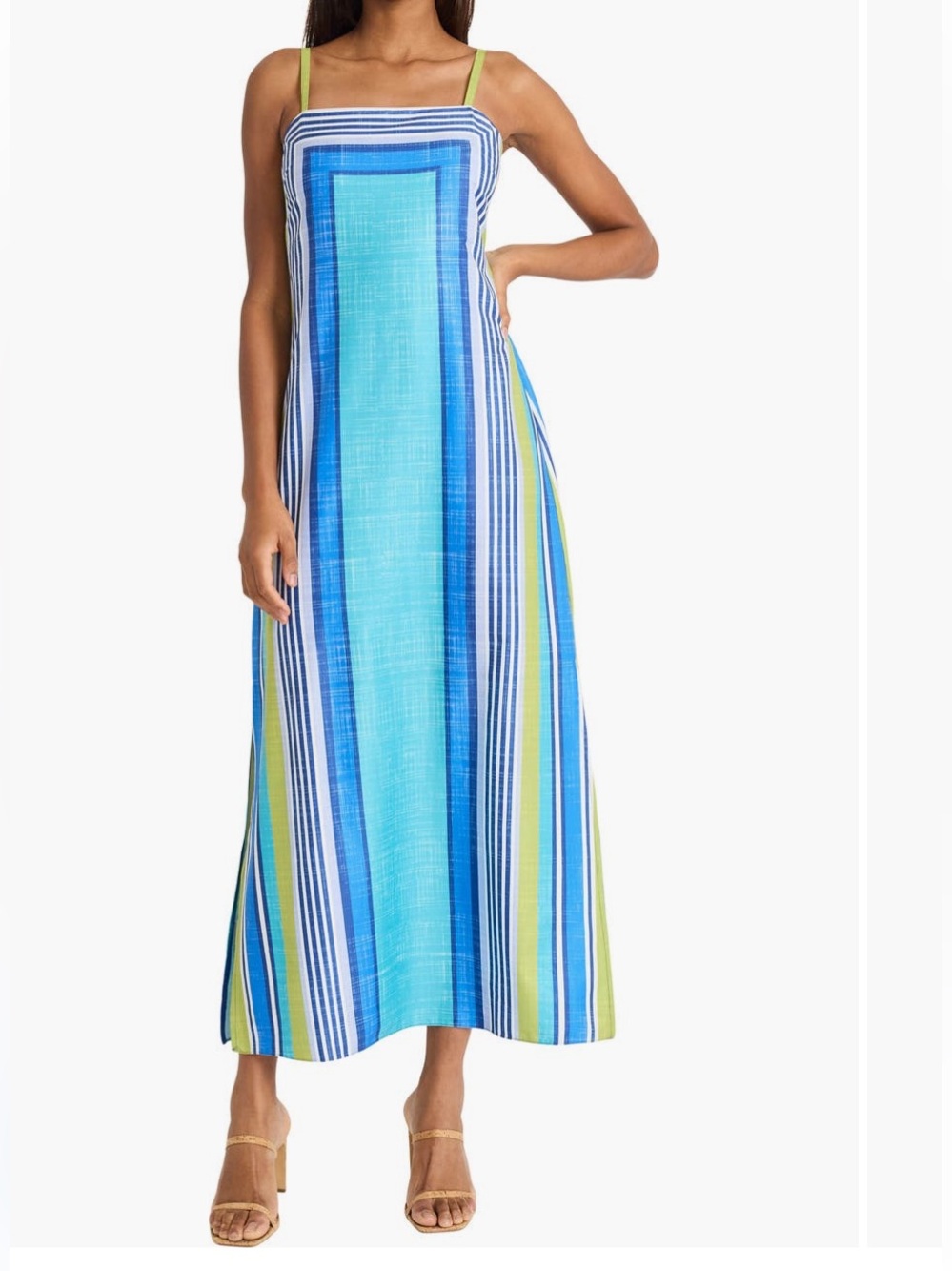 NWT Donna Morgan Blue Multi-Striped Maxi Dress